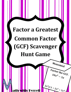 Factor a Greatest Common Factor (GCF) Scavenger