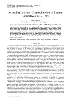 Assessing Learners‟ Comprehension of Logical Connectives in L2
