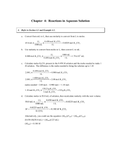 Chapter 4: Reactions in Aqueous Solution