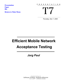 Efficient Mobile Network Acceptance Testing