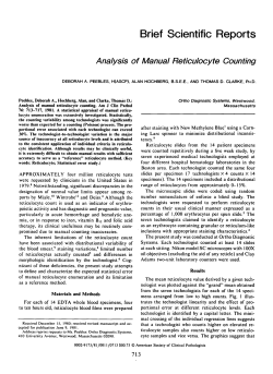 Brief Scientific Reports Analysis of Manual Reticulocyte Counting