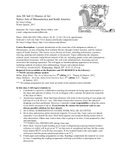 Arts 2H/ Intl 21 History of Art Native Arts of Mesoamerica and South
