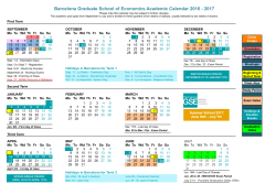 Academic Calendar 2016-17 - Barcelona Graduate School of