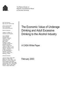 In its report CASA estimates that underage drinkers consume 25