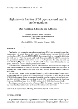 High-protein fraction of 00 type rapeseed meal in broiler nutrition