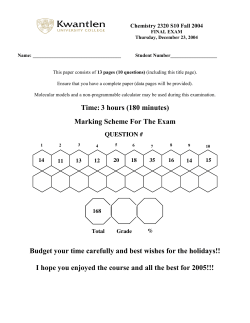 Time:3 hours (180 minutes) Marking Scheme For The Exam Budget