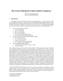 The Great Chukchansi Yokuts Iambic Conspiracy
