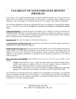 TAXABILITY OF YOUR EMPLOYEE BENEFIT PROGRAM