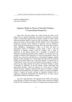 Japanese Motifs in Poems of Namzhil Nimbuev: A