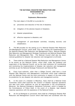 The National Disaster Risk Reduction And Management Bill