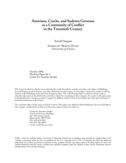 Austrians, Czechs, and Sudeten Germans as a Community of