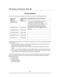 US History Practice Test #2