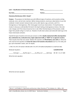 Lab 5 Classification of Chemical Reactions