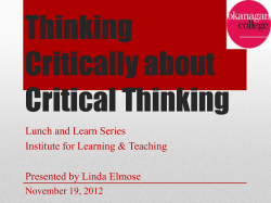 Thinking Critically about Critical Thinking