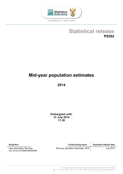 Mid-year population estimates, 2014