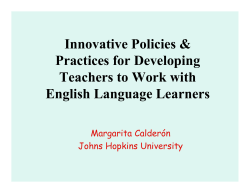 Innovative Policies and Practices for Developing Teachers to Work