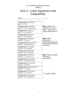 Unit 2: Linear Equations and Inequalities