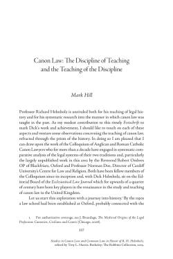 Canon Law: The Discipline of Teaching and the Teaching of the