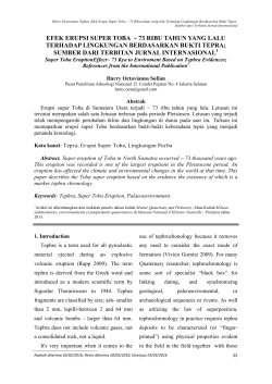 efek erupsi super toba ~ 73 ribu tahun yang lalu