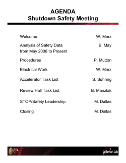 AGENDA Shutdown Safety Meeting