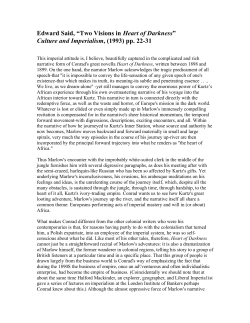 Edward Said, &ldquo;Two Visions in Heart of Darkness&rdquo; Culture and