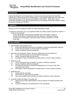 Hazard/Risk Identification and Control Procedure