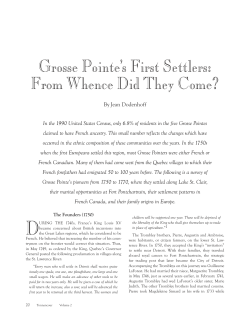 Grosse Pointe`s First Settlers - Grosse Pointe Historical Society