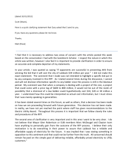"I feel that it is necessary to address two areas of concern with the