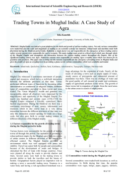 Trading Towns in Mughal India: A Case Study of Agra