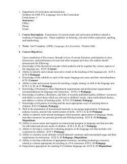 1. Department of Curriculum and Instruction Syllabus for EME 874