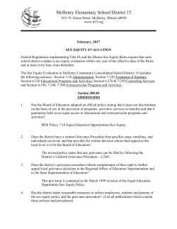 Sex Equality Evaluation - McHenry School District 15