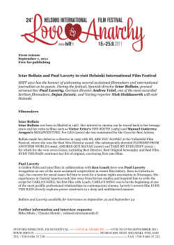 Ic&iacute;ar Bolla&iacute;n and Paul Laverty to visit Helsinki International Film