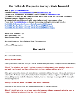 The Hobbit: An Unexpected Journey Movie Transcript The Hobbit