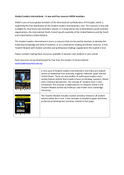 Student Leaders International &ndash; A new and free resource AHISA
