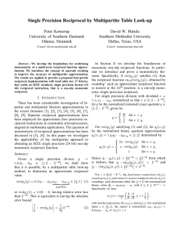 Single Precision Reciprocal by Multipartite Table Look-up