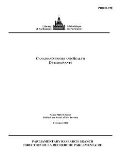 Canadian Seniors and Health Determinants