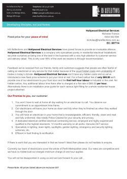 Hollywood Electrical Rate Sheet