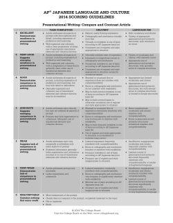 AP&reg; JAPANESE LANGUAGE AND CULTURE 2014 SCORING