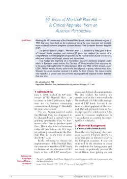 60 Years of Marshall Plan Aid