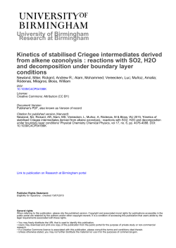 University of Birmingham Kinetics of stabilised Criegee
