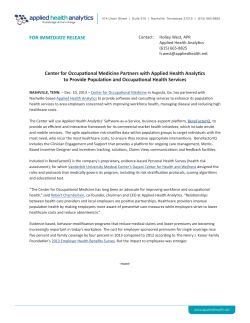 Center for Occupational Medicine Partners with Applied Health