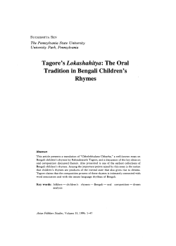 The Oral Tradition in Bengali Children`s Rhymes