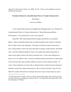 Persisting Problems for a Quantificational Theory of Complex