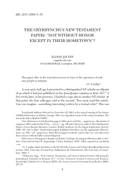 the oxyrhynchus new testament papyri: &ldquo;not without honor except in