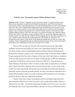"Talk like a man" The linguistic appeal of Hillary Rodham Clinton
