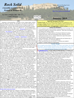 January 2015 Newsletter