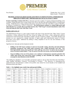 Press Release - Premier Gold Mines Limited