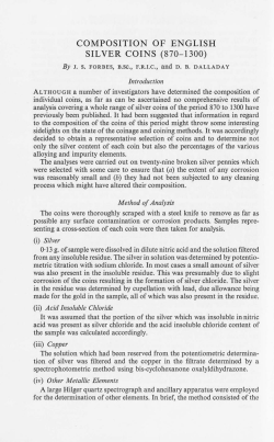 COMPOSITION OF ENGLISH SILVER COINS (870