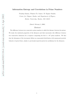 Information Entropy and Correlations in Prime Numbers