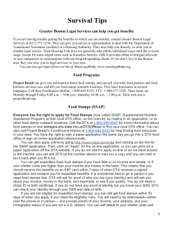 Survival Tips - Poor People`s United Fund